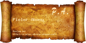 Pieler Abony névjegykártya